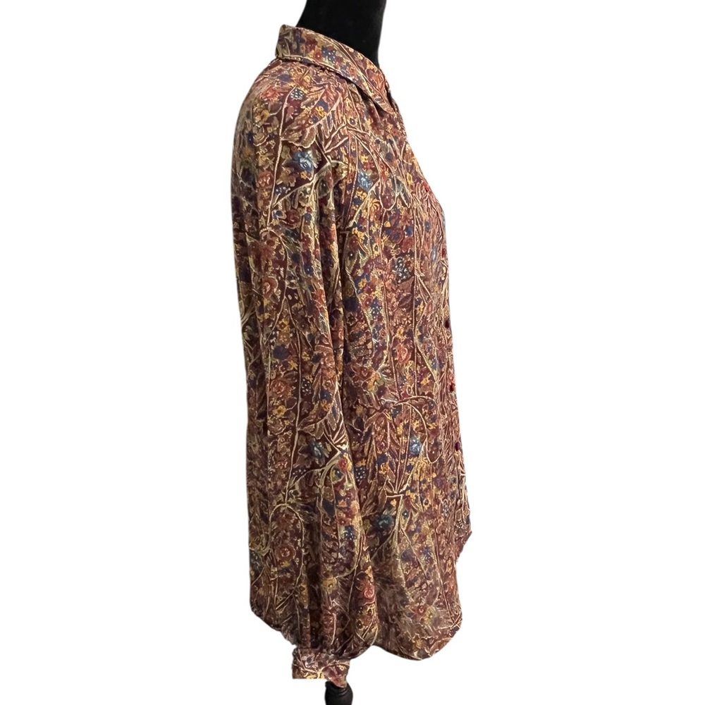 Vintage 70s Paisley Boho Blouse L XL - Picture 3 of 7